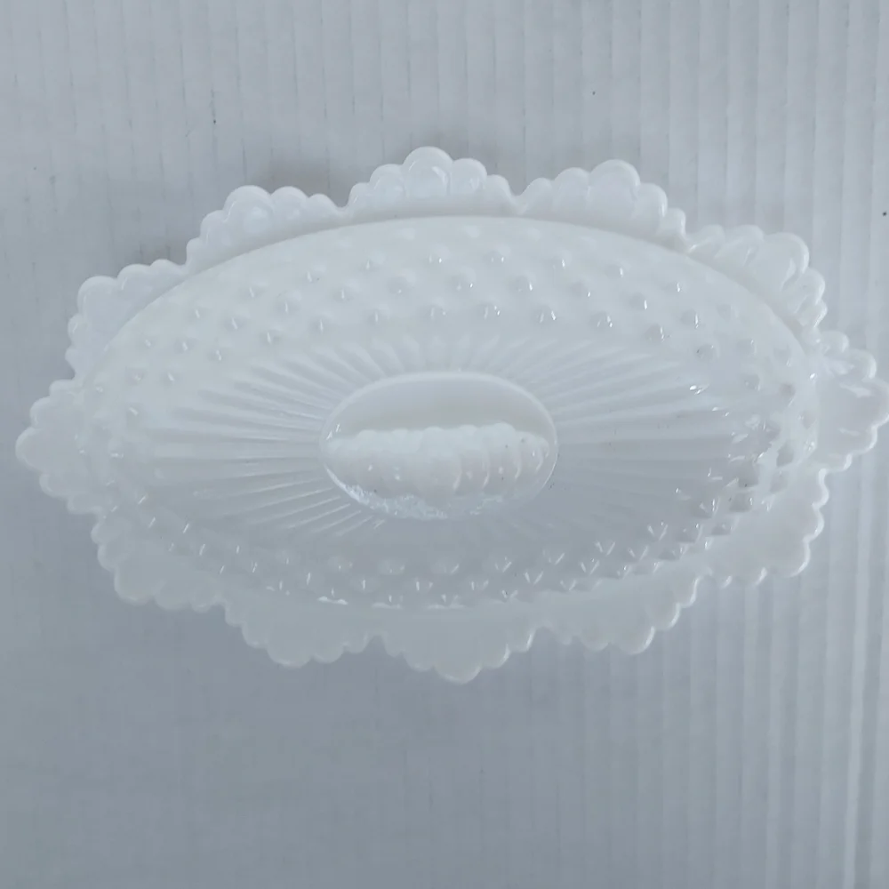 Vintage Milk Glass Butter Dish with Hobnail Detail VTG